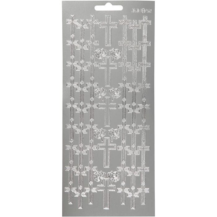 Sticker, Kreuze, Blatt 10x23 cm, Silber, 1 Bl.