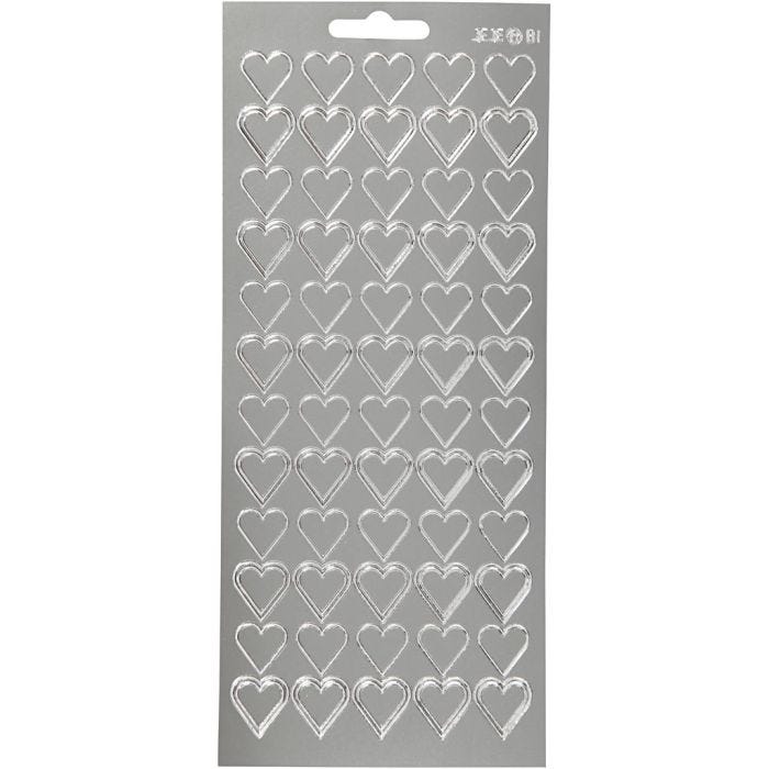 Sticker, Herzen, Blatt 10x23 cm, Silber, 1 Bl.