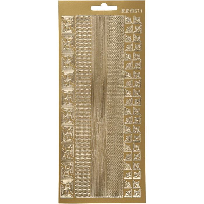Sticker, Bordüren, Blatt 10x23 cm, Gold, 1 Bl.