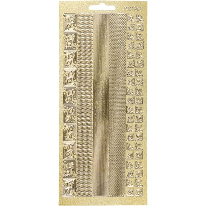 Sticker, Bordüren, Blatt 10x23 cm, Gold, 1 Bl.