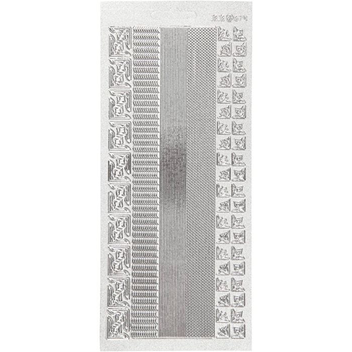 Sticker, Bordüren, Blatt 10x23 cm, Silber, 1 Bl.