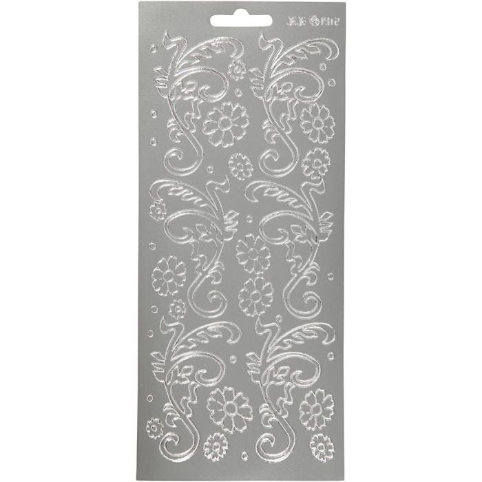 Sticker, Deko-Blätter, Blatt 10x23 cm, Silber, 1 Bl.