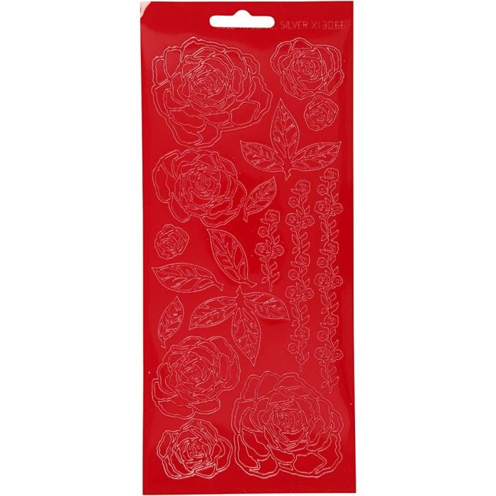 Sticker, Rosen, Blatt 10x23 cm, Rot, 1 Bl.