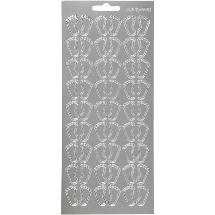 Sticker, Füße, Blatt 10x23 cm, Silber, 1 Bl.