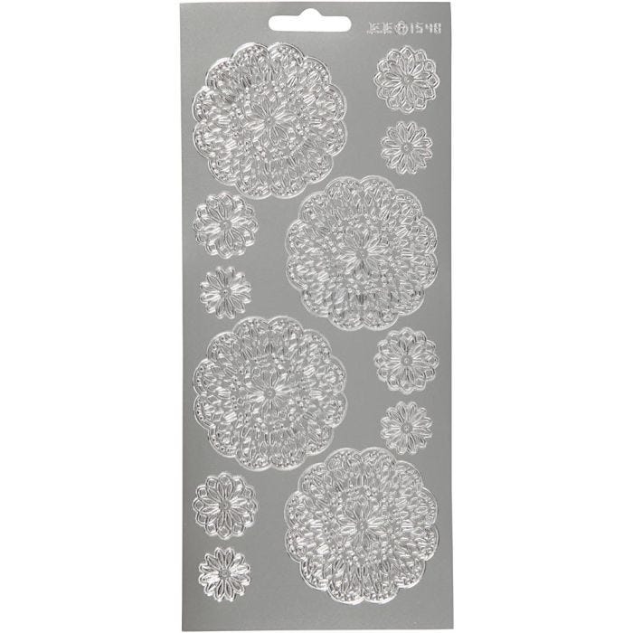 Sticker, Blumen, 10x23 cm, Silber, 1 Bl.