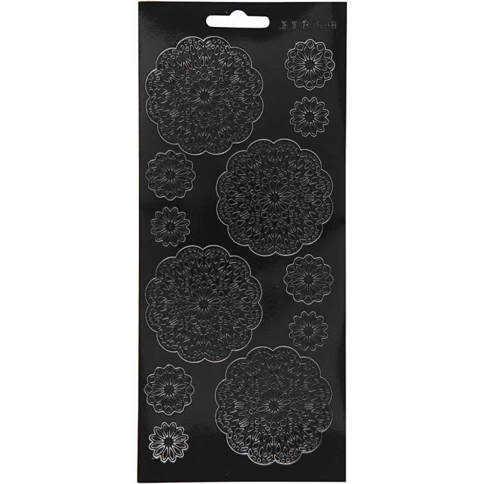 Sticker, Blumen, Blatt 10x23 cm, Schwarz, 1 Bl.