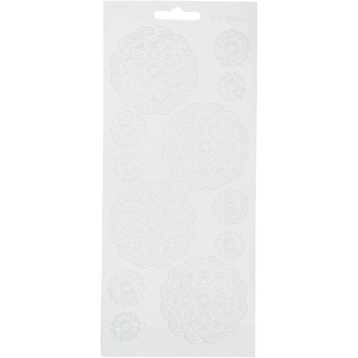 Sticker, Blumen, Blatt 10x23 cm, Weiß, 1 Bl.