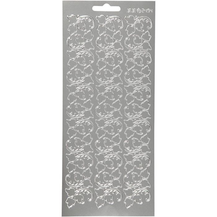 Sticker, Blätter, Blatt 10x23 cm, Silber, 1 Bl.