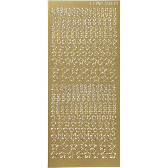 Sticker, Sterne, Blatt 10x23 cm, Gold, 1 Bl.