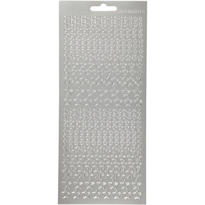 Sticker, Sterne, Blatt 10x23 cm, Silber, 1 Bl.