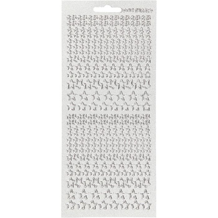 Sticker, Sterne, Blatt 10x23 cm, Silber, 1 Bl.