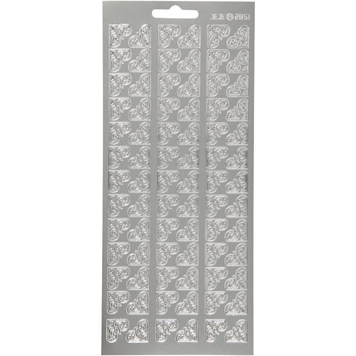Sticker, Ecken, Blatt 10x23 cm, Silber, 1 Bl.