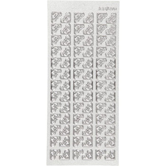 Sticker, Ecken, Blatt 10x23 cm, Silber, 1 Bl.