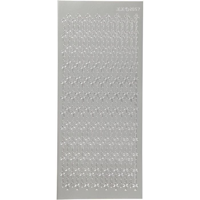 Sticker, Kreuze, Blatt 10x23 cm, Silber, 1 Bl.