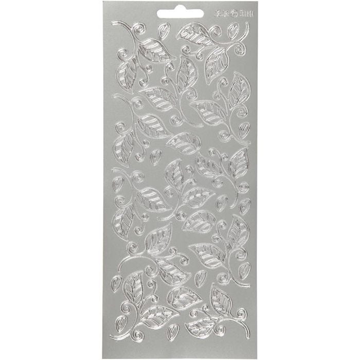 Sticker, Blätter, Blatt 10x23 cm, Silber, 1 Bl.