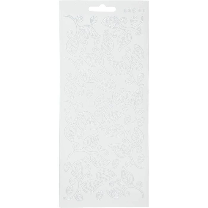 Sticker, Blätter, Blatt 10x23 cm, Weiß, 1 Bl.