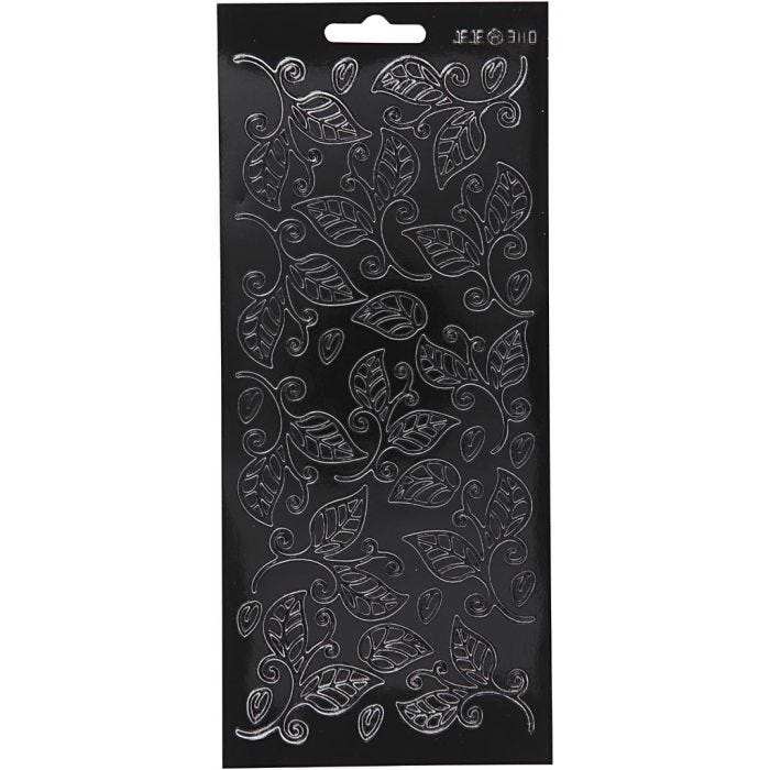 Sticker, Blätter, Blatt 10x23 cm, Schwarz, 1 Bl.
