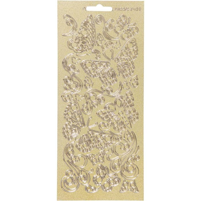 Sticker, Schmetterlinge, Blatt 10x23 cm, Gold, 1 Bl.