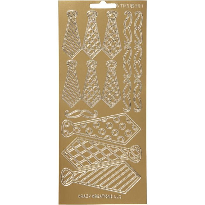 Sticker, Krawatten, Blatt 10x23 cm, Gold, 1 Bl.