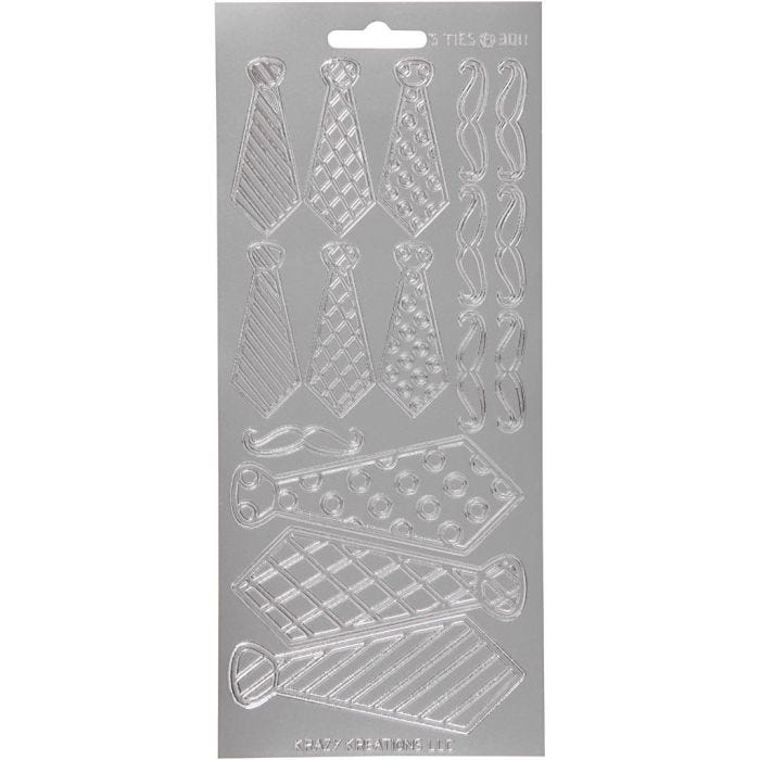 Sticker, Krawatten, Blatt 10x23 cm, Silber, 1 Bl.