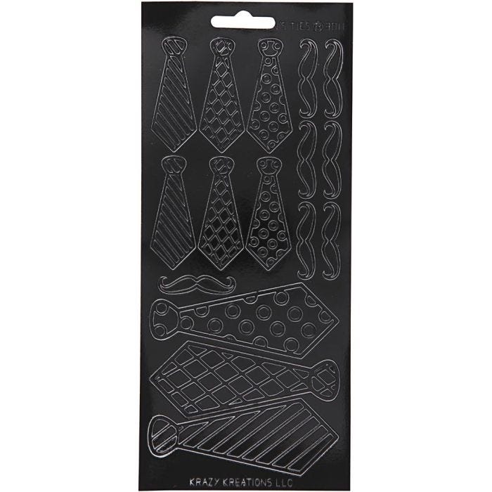 Sticker, Krawatten, Blatt 10x23 cm, Schwarz, 1 Bl.