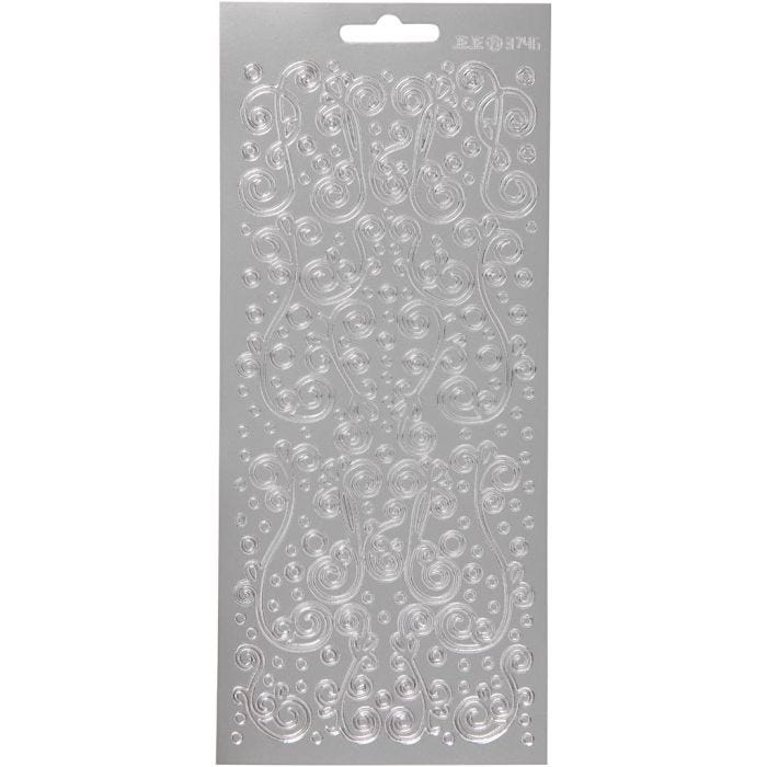Sticker, Spiralen, Blatt 10x23 cm, Silber, 1 Bl.
