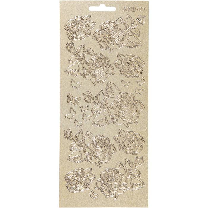 Sticker, Rosen, Blatt 10x23 cm, Gold, 1 Bl.