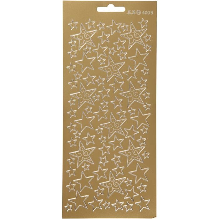 Sticker, Sterne, Blatt 10x23 cm, Gold, 1 Bl.