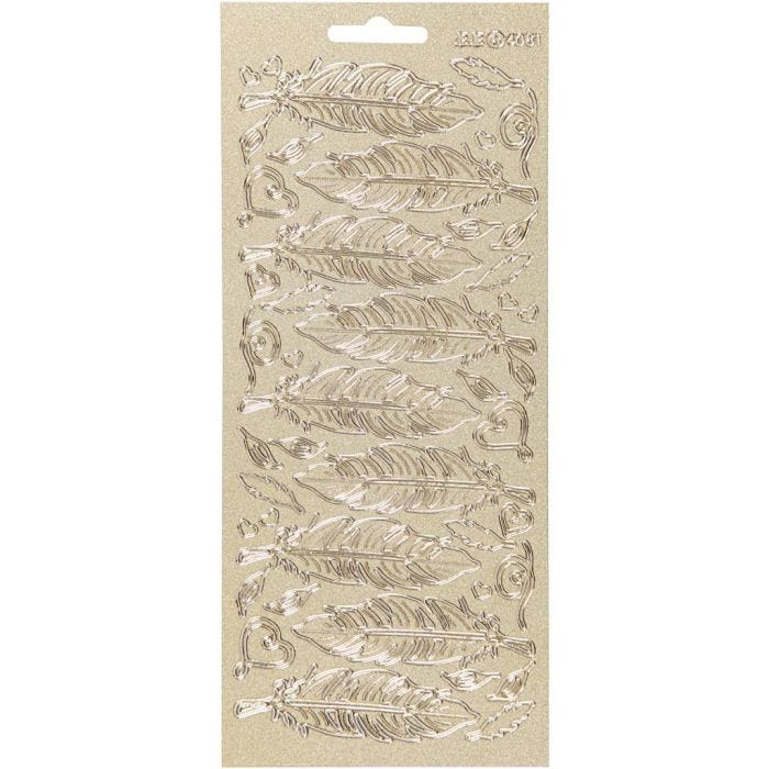 Sticker, Federn, Blatt 10x23 cm, Gold, 1 Bl.