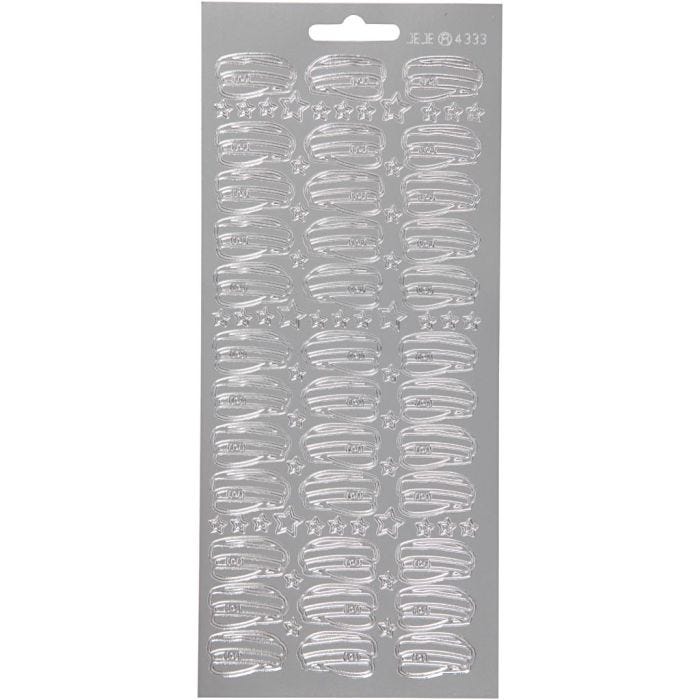 Sticker, Hüte, Blatt 10x23 cm, Silber, 1 Bl.