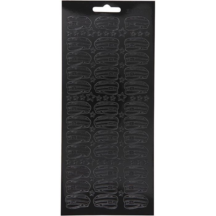 Sticker, Hüte, Blatt 10x23 cm, Schwarz, 1 Bl.
