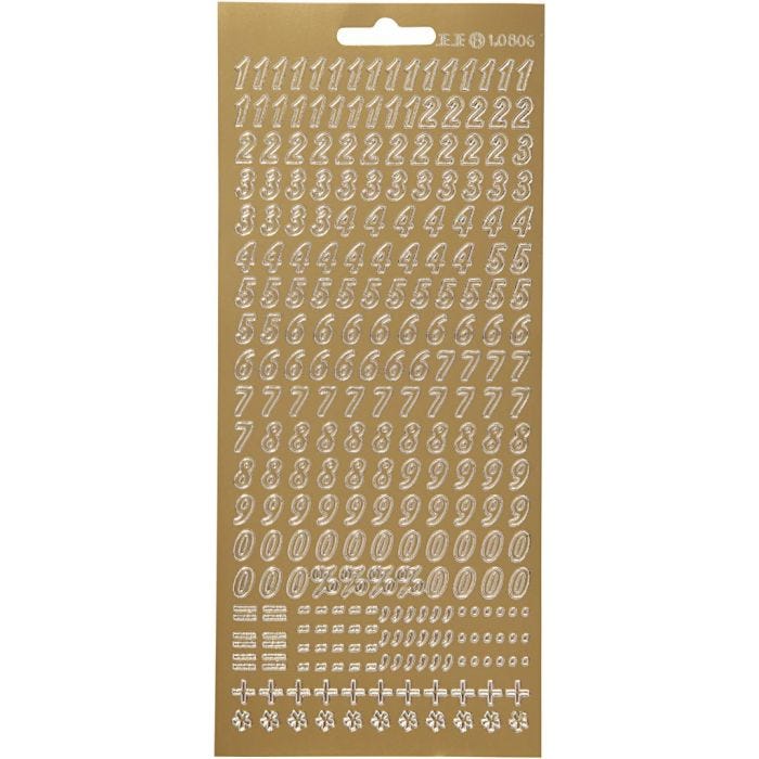 Sticker, Nummern, Blatt 10x23 cm, Gold, 1 Bl.