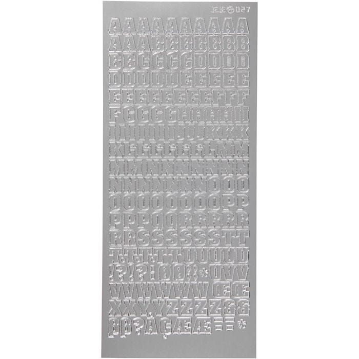 Sticker, Buchstaben, Blatt 10x23 cm, Silber, 1 Bl.