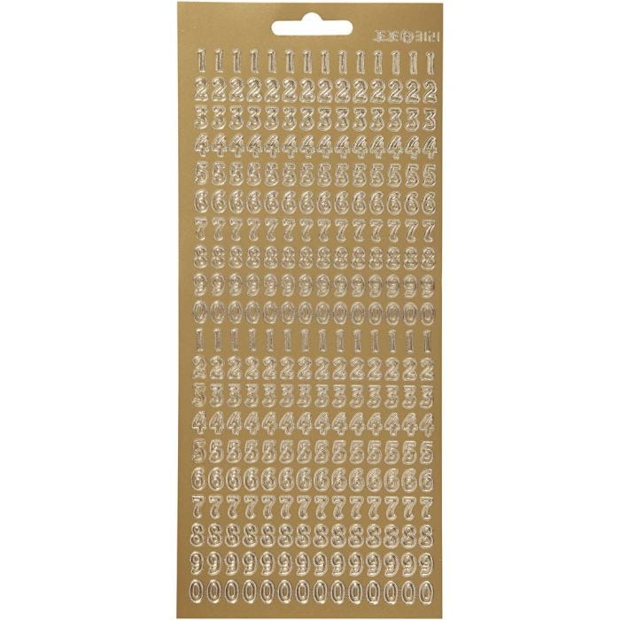 Sticker, Zahlen, Blatt 10x23 cm, Gold, 1 Bl.