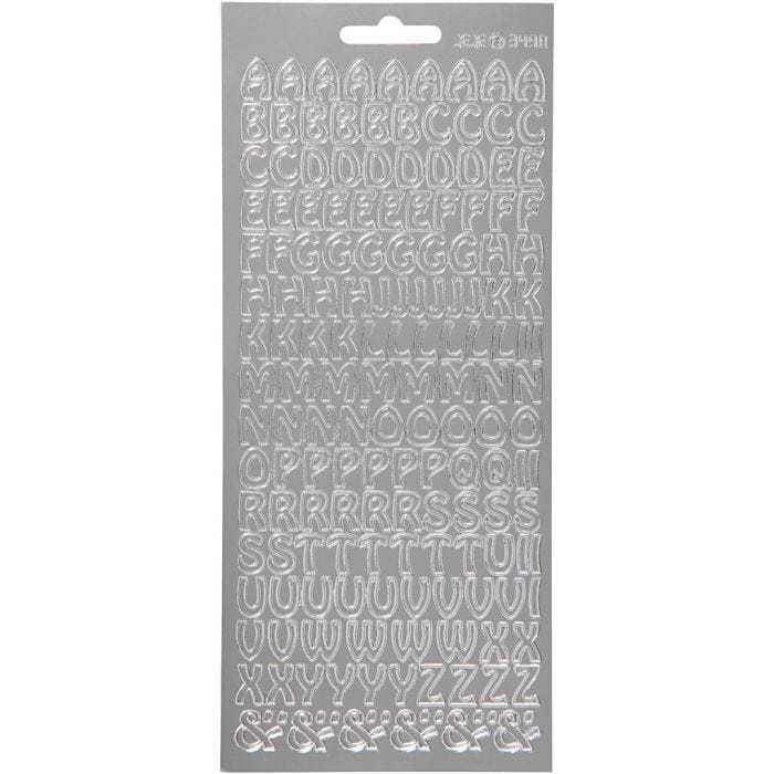 Sticker, Buchstaben, Blatt 10x23 cm, Silber, 1 Bl.