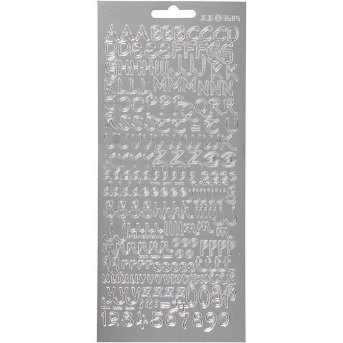 Sticker, Buchstaben, Blatt 10x23 cm, Silber, 1 Bl.