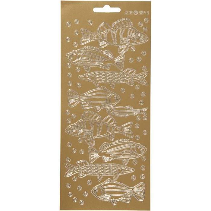 Sticker, Fische, Blatt 10x23 cm, Gold, 1 Bl.