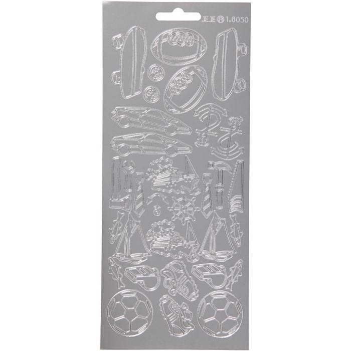 Sticker, Sport, Blatt 10x23 cm, Silber, 1 Bl.