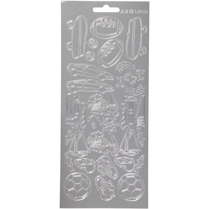 Sticker, Sport, 10x23 cm, Silber, 1 Bl.