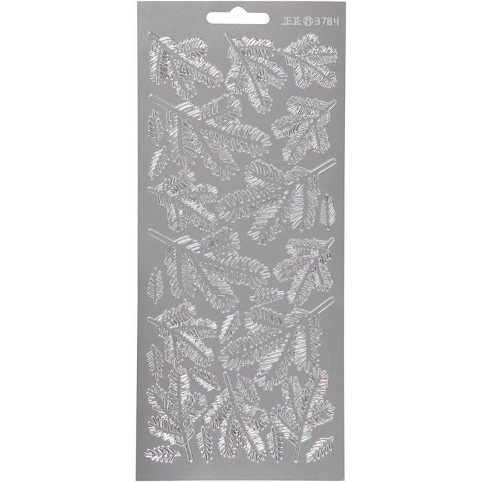 Sticker, Zweige, Blatt 10x23 cm, Silber, 1 Bl.