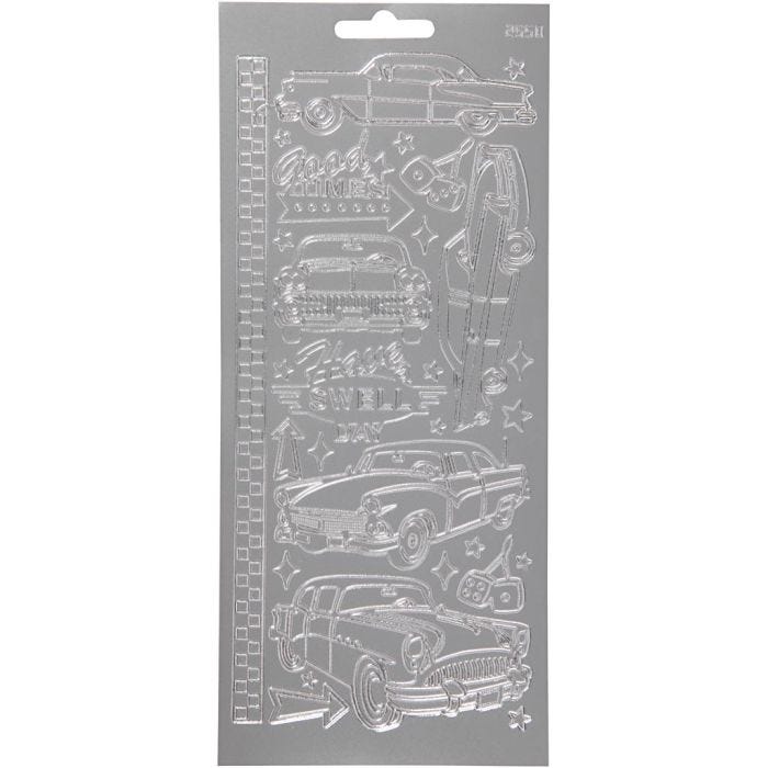 Sticker, Autos, Blatt 10x23 cm, Silber, 1 Bl.