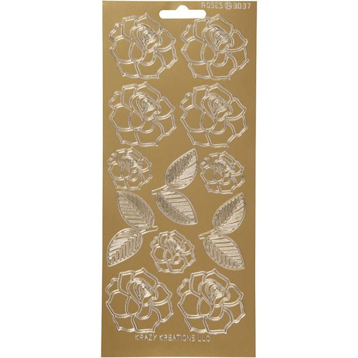 Sticker, Rosen, Blatt 10x23 cm, Gold, 1 Bl.