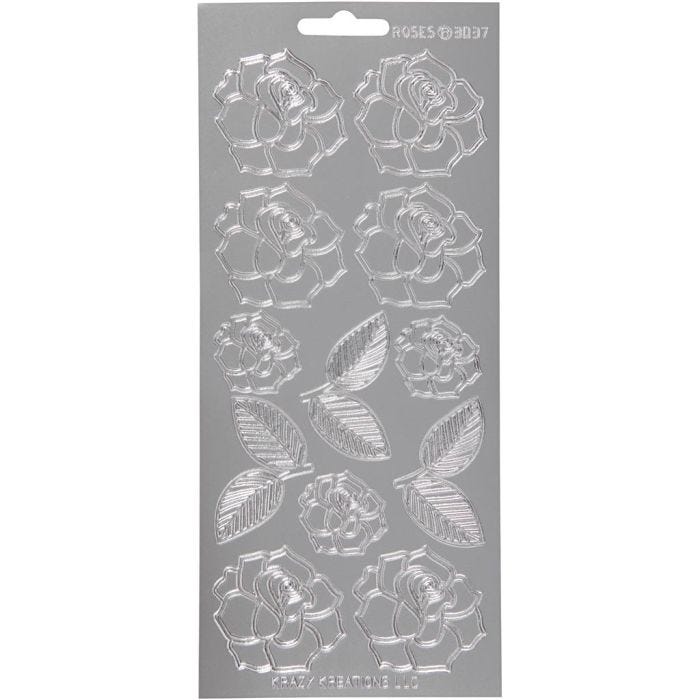 Sticker, Rosen, Blatt 10x23 cm, Silber, 1 Bl.