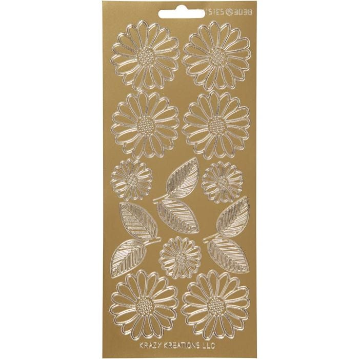 Sticker, Gänseblümchen, Blatt 10x23 cm, Gold, 1 Bl.