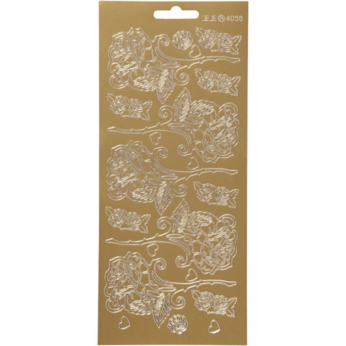 Sticker, Rosen, Blatt 10x23 cm, Gold, 1 Bl.