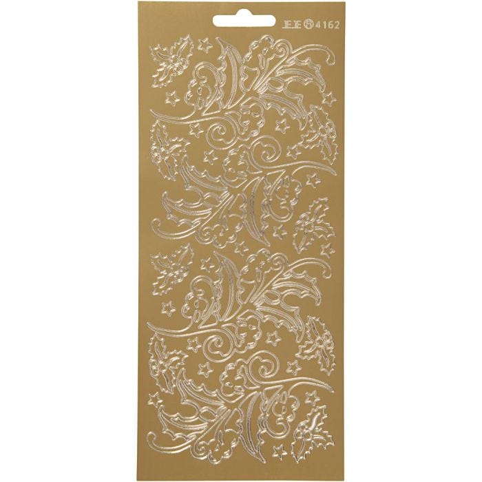 Sticker, Stechpalme/Ilex, Blatt 10x23 cm, Gold, 1 Bl.
