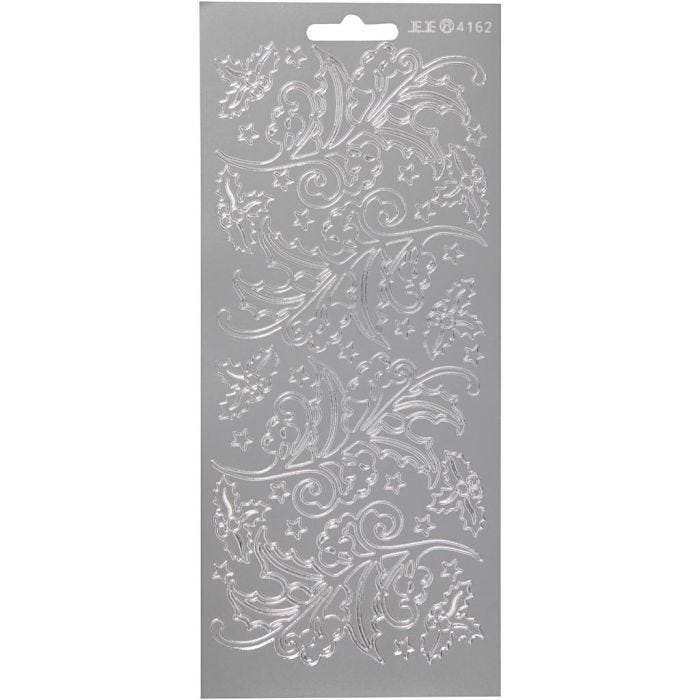Sticker, Stechpalme/Ilex, Blatt 10x23 cm, Silber, 1 Bl.