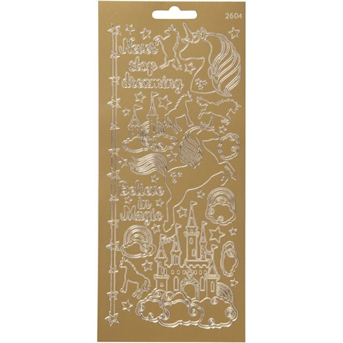 Sticker, Einhörner, Blatt 10x23 cm, Gold, 1 Bl.