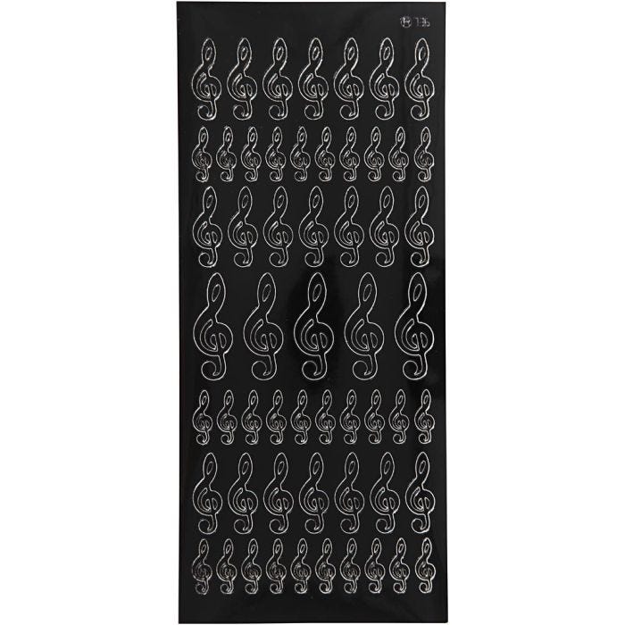 Sticker, Notenschlüssel, Blatt 10x23 cm, Schwarz, 1 Bl.