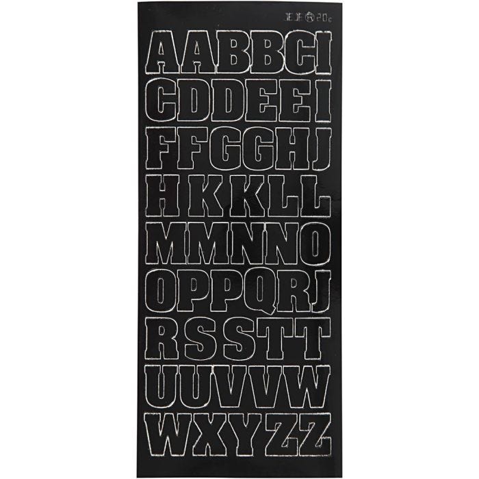 Sticker, Großbuchstaben, Blatt 10x23 cm, Schwarz, 1 Bl.